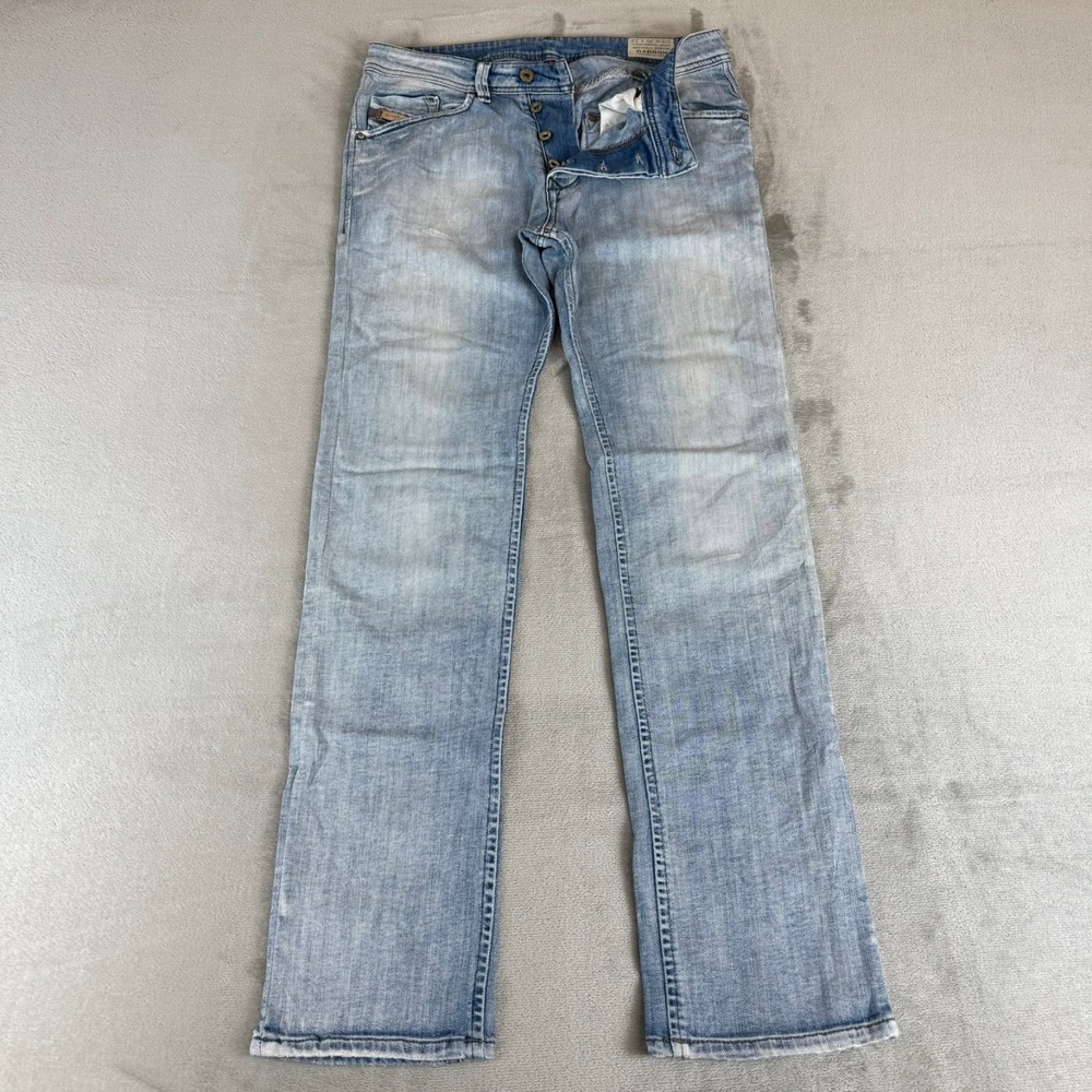 Diesel Darron Slim Tapered Jeans Mens 30x32 Blue Distressed Button Fly Stretch